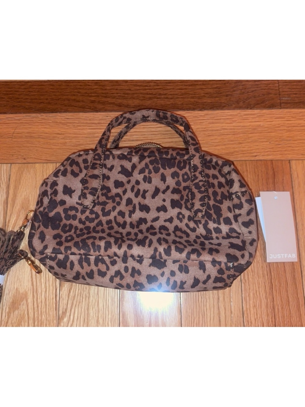 JustFab Leopard-Print Mini Satchel in Brown and Black